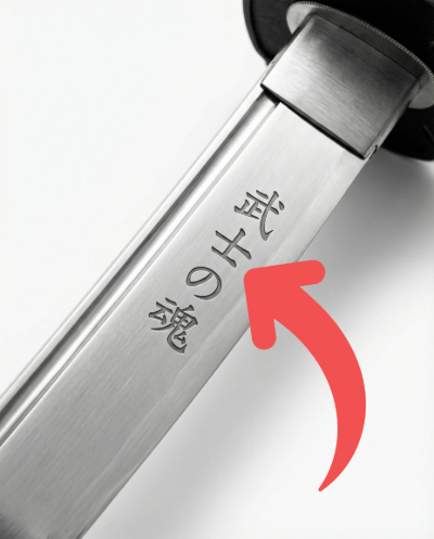 Example of engraving on a katana blade